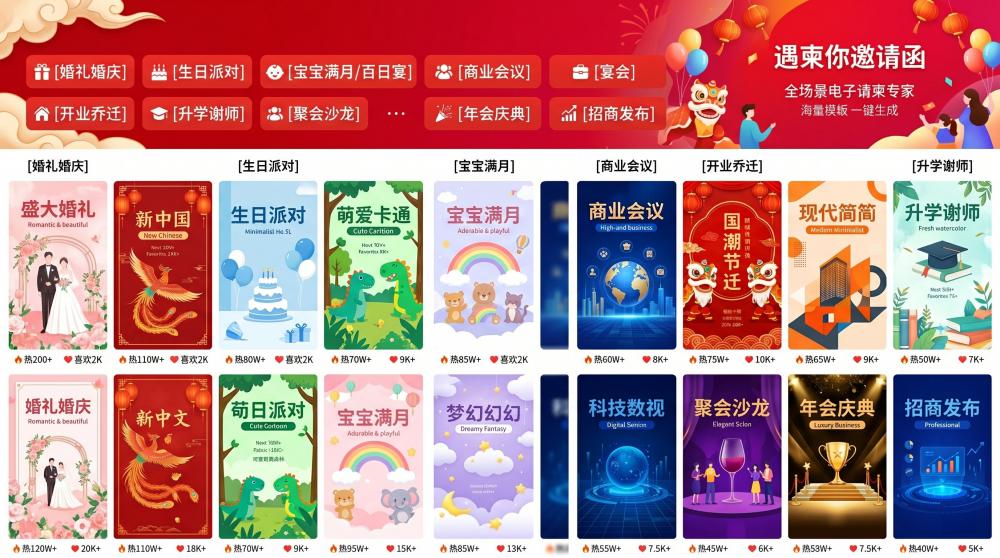 婚礼邀请函在线生成｜一键套用模板，小白也能5分钟搞定高颜值请柬
